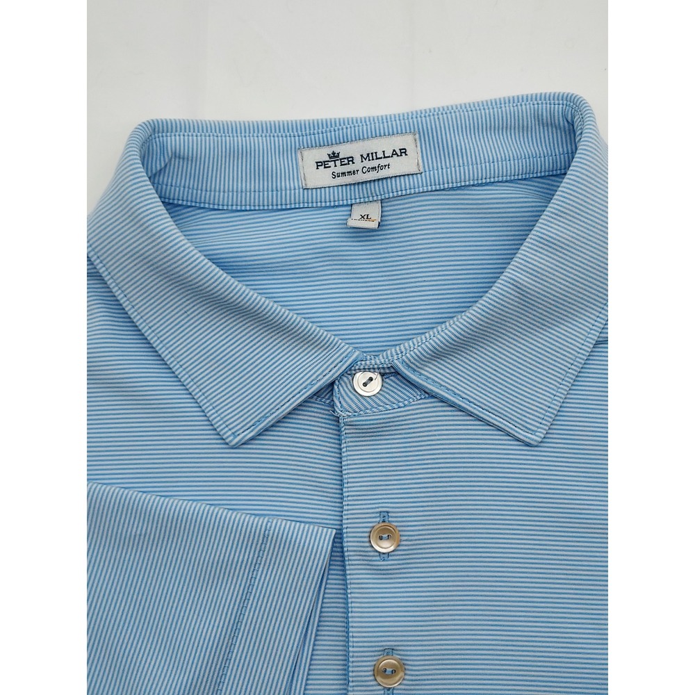 Peter Millar Summer Comfort XL‎ Blue Striped Golf Polo Shirt XL